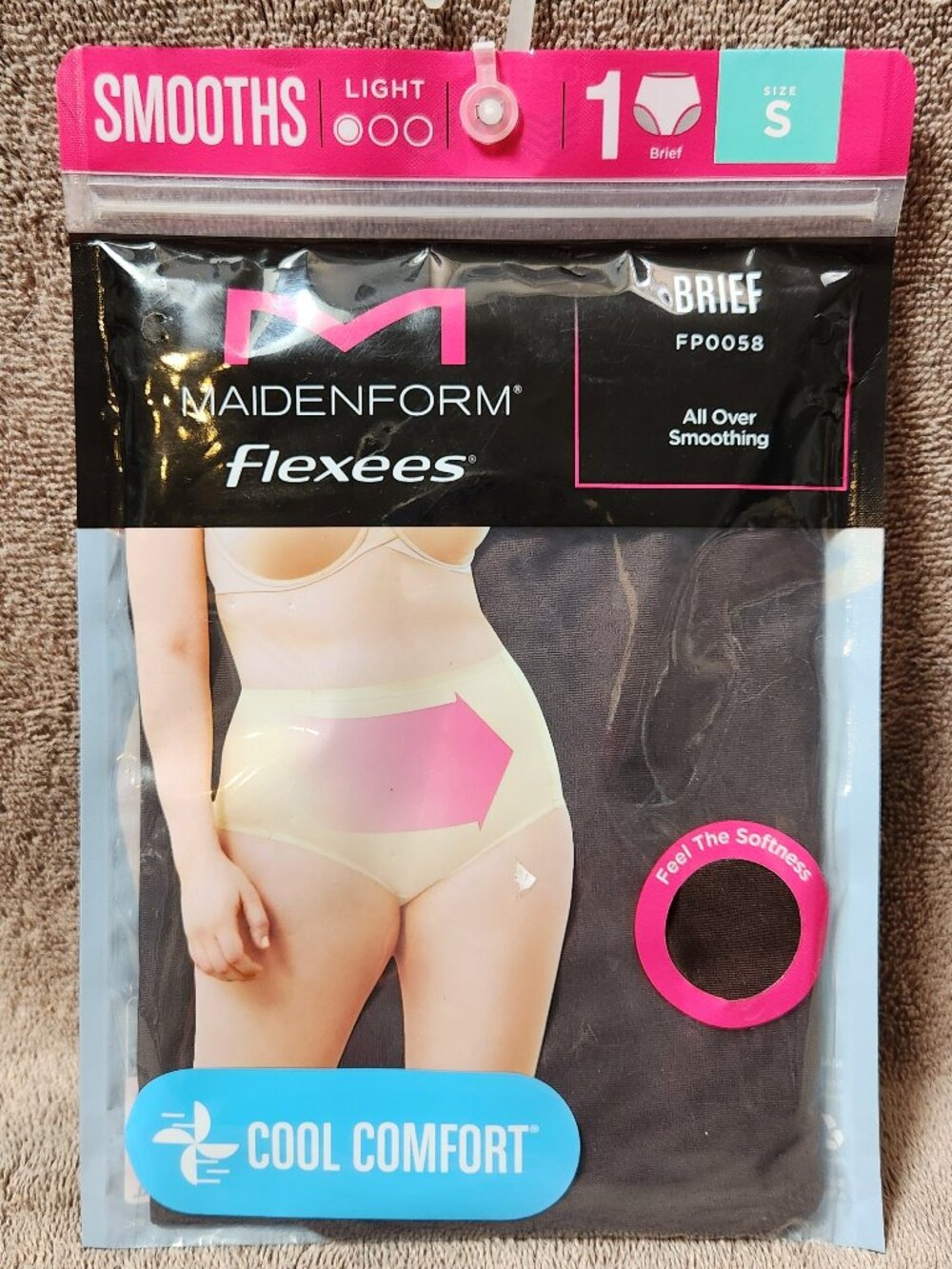 MAIDENFORM Flexees Cool Comfort All Over Smoothing Brief Brown - Small - NEW